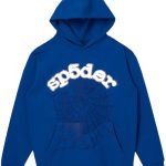 Sp5der Logo Print Blue Hoodie